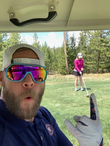 Matt and his wife on the course